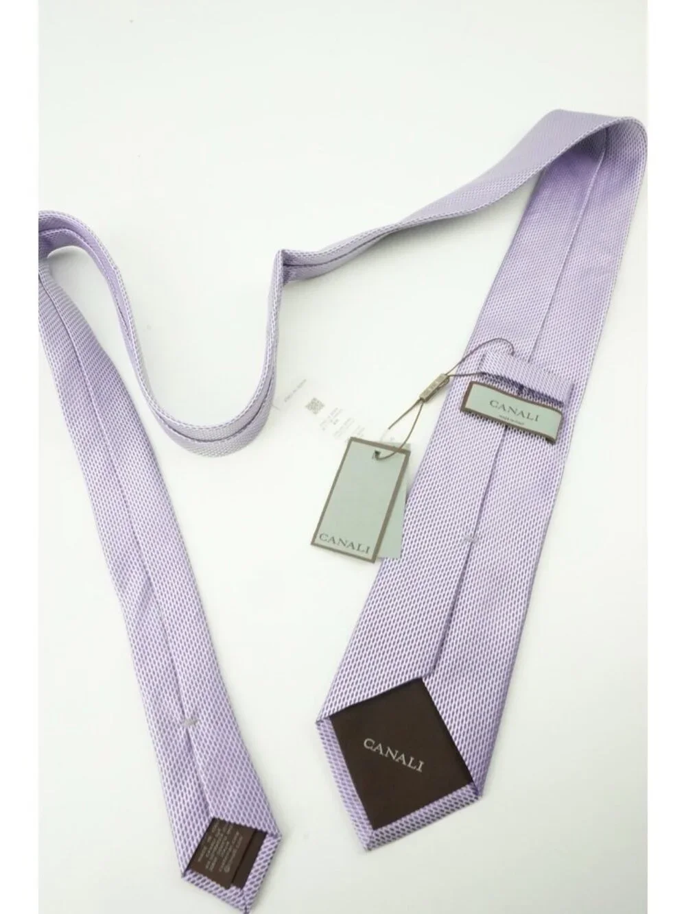 Canali Lavender Orchid Vertical Birdseye Silk Tie Brand New With Tags
